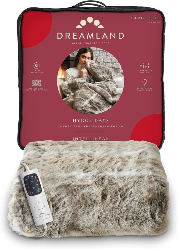 Dreamland Relaxwell Deluxe Faux Fur Heated Throw | Fast-Heating & Energy Efficient - Image 3