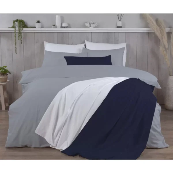 Cotton Exchange 200 Thread Count Percale Grey 3 Piece Bed Set - Image 2