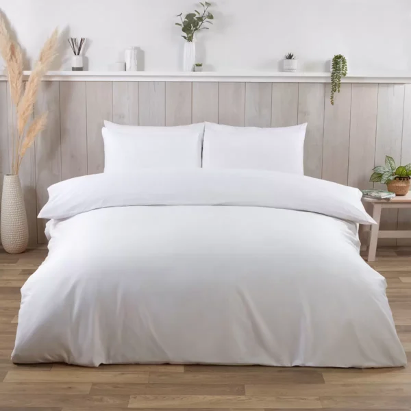 Cotton Exchange 200 Thread Count Percale White 3 Piece Bed Set