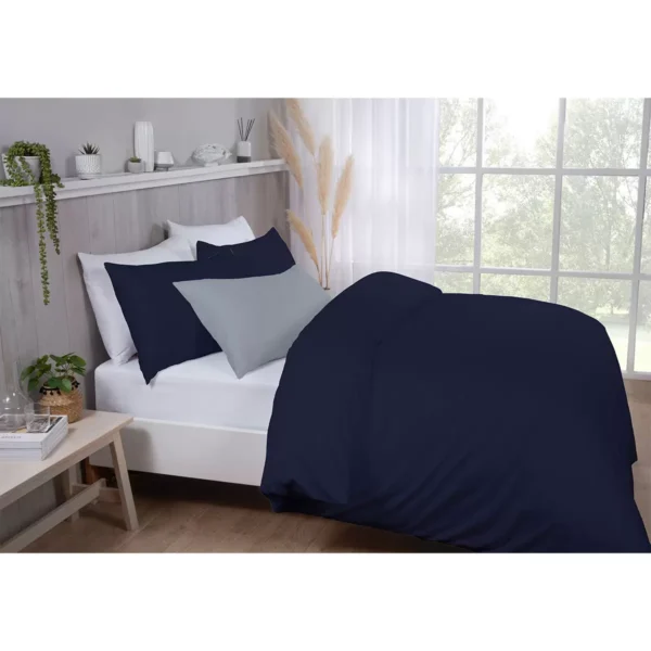 Cotton Exchange 200 Thread Count Percale Navy 3 Piece Bed Set - Image 2