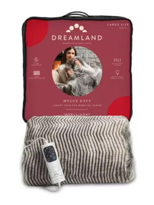 Dreamland Relaxwell Deluxe Zebra Print Faux Fur Heated Throw | Fast Heating & Energy Efficient