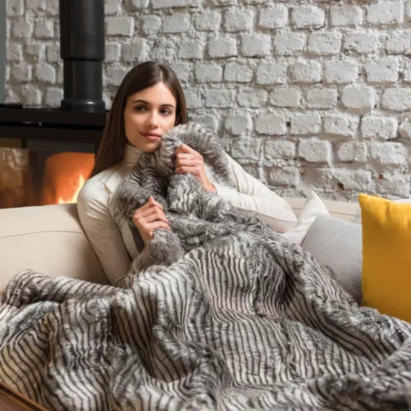Dreamland Relaxwell Deluxe Zebra Print Faux Fur Heated Throw | Fast Heating & Energy Efficient - Image 4