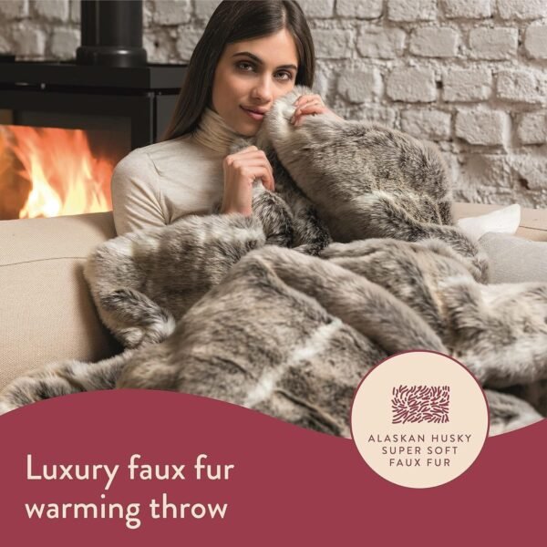 Dreamland Relaxwell Deluxe Faux Fur Heated Throw | Fast-Heating & Energy Efficient - Image 2