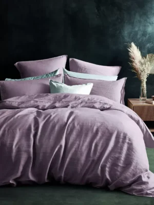 Lazy Linen 100% Washed Linen Pink Duvet Cover & Pillowcase Set