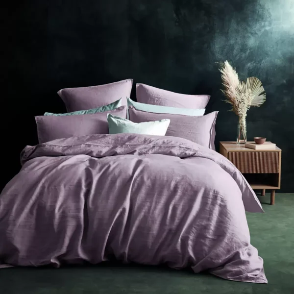 Lazy Linen 100% Washed Linen Pink Duvet Cover & Pillowcase Set