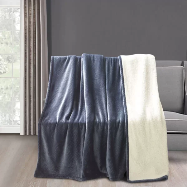Etched Sherpa Blanket | Silky Soft Velvet & Cozy Sherpa Reverse - Image 4