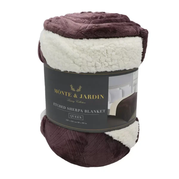 Etched Sherpa Blanket | Silky Soft Velvet & Cozy Sherpa Reverse - Image 2