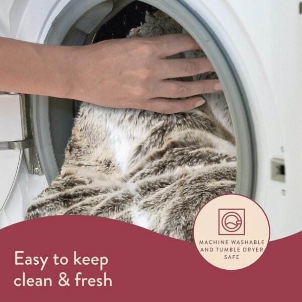 Dreamland Relaxwell Deluxe Faux Fur Heated Throw | Fast-Heating & Energy Efficient - Image 6
