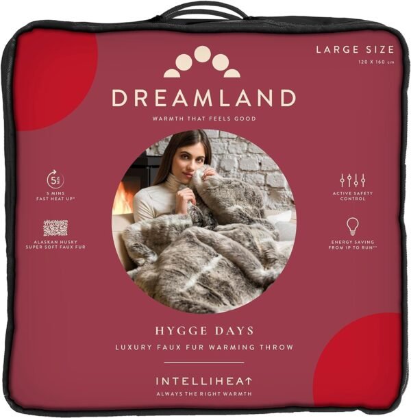 Dreamland Relaxwell Deluxe Faux Fur Heated Throw | Fast-Heating & Energy Efficient - Image 8