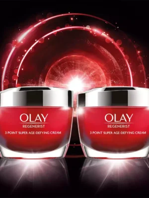 Olay Regenerist 3 Point Day Cream - Anti-Aging Moisturiser with Vitamin B3 & Peptides, 2 x 50ml