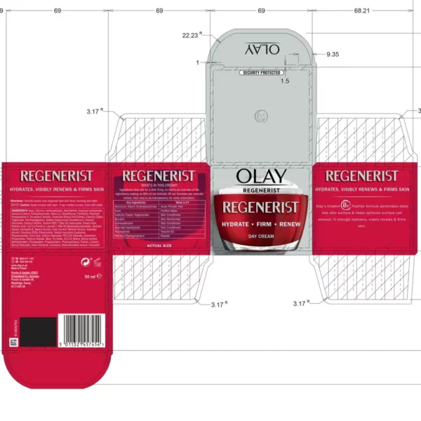 Olay Regenerist 3 Point Day Cream - Anti-Aging Moisturiser with Vitamin B3 & Peptides, 2 x 50ml - Image 2