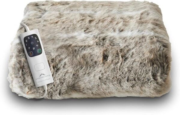 Dreamland Relaxwell Deluxe Faux Fur Heated Throw | Fast-Heating & Energy Efficient