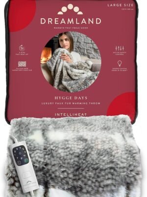 Dreamland Relaxwell Deluxe Fallow Deer Faux Fur Heated Throw | Fast Heat & Energy Efficient