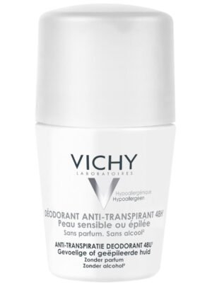 Vichy Déodorant Anti-Transpirant 48H Roll-On | Gentle Protection for Sensitive or Depilated Skin