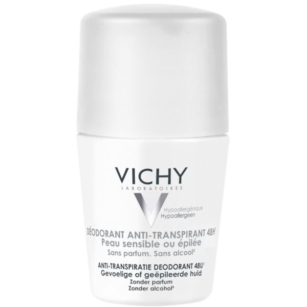 Vichy Déodorant Anti-Transpirant 48H Roll-On | Gentle Protection for Sensitive or Depilated Skin