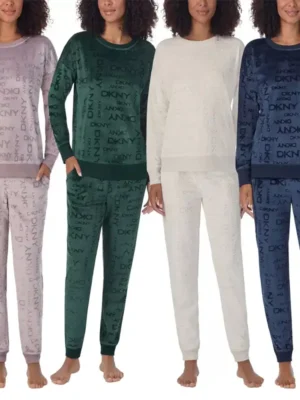 DKNY Women's Fleece Lounge Set - Cozy Loungewear for Home and Errands - Comfort