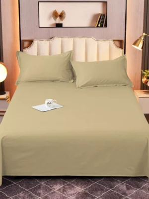 Vibrant Comfort: Colorful Flat Sheets in Skin, Green Beige, and Fuchsia