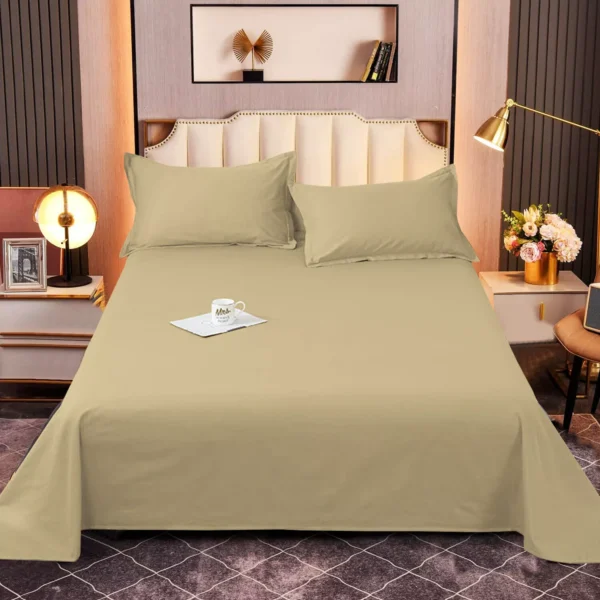 Vibrant Comfort: Colorful Flat Sheets in Skin, Green Beige, and Fuchsia