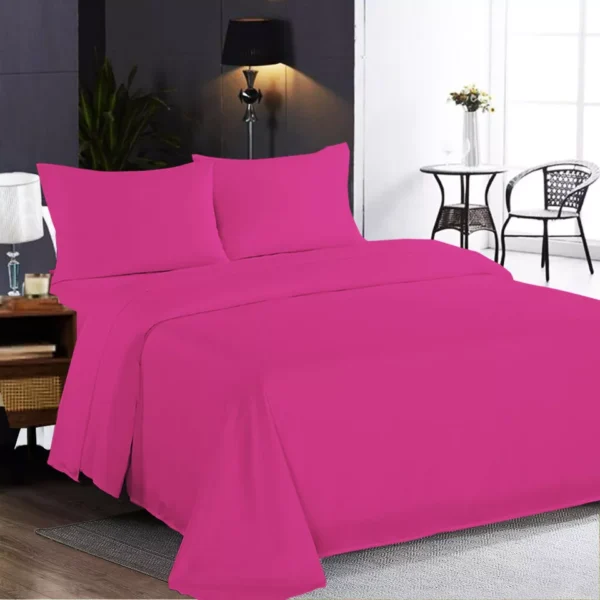 Vibrant Comfort: Colorful Flat Sheets in Skin, Green Beige, and Fuchsia - Image 3