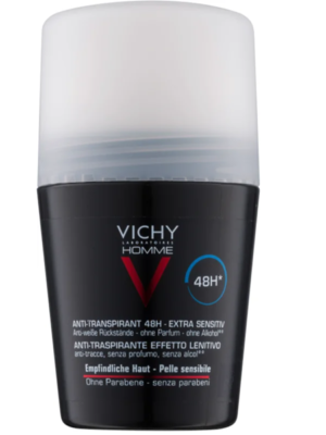 Vichy Homme 48hr Deodorant Roll-On | Soothing Anti-Perspirant for Sensitive Skin