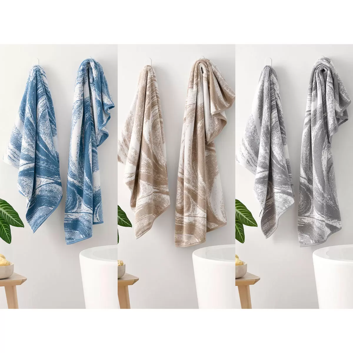 Loftex 100% Cotton Marble Spa Bath Towel