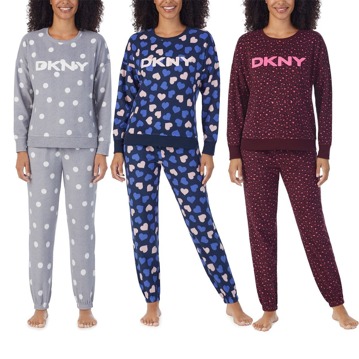 Style with the DKNY Ladies Fleece Lounge Set Lady Long Sleeve