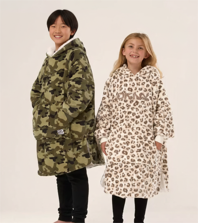 DKNY Kids Oversized Hoodie with Sherpa Fleece Lining