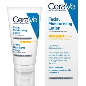 CeraVe SPF Moisturiser AM Lotion SPF50 for Normal to Dry Skin 52ml