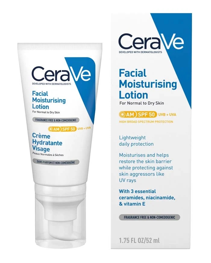 CeraVe SPF Moisturiser AM Lotion SPF50 for Normal to Dry Skin 52ml