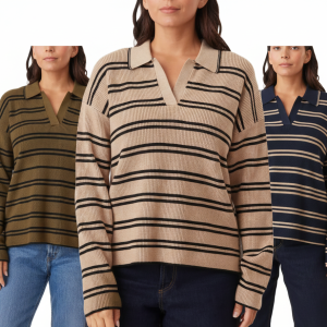 Scotch & Soda Striped Johnny Collar Sweater for Women