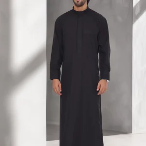 Black Saudi Thobe for Men – Traditional Islamic Jubba